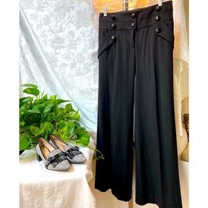 Black wool Sailor Pant Anthropologie Embellished leg size 6 Perfect Condition